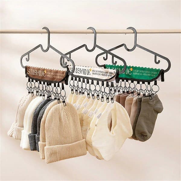 10 klips foldbar baseballstativ hat håndklædeholder klips rustfri skab baseball organizer hængestativ rustfri stålklips [HK] Coffee
