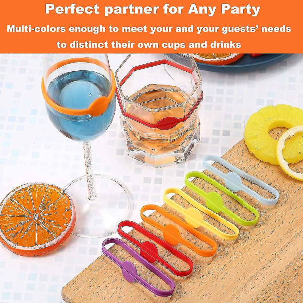 HKK  24pcs Silicone Drink Markers, Wine Glass Charms For Party Glasses Cups Cans Dentification, Glass Markers For Drink-mxbc