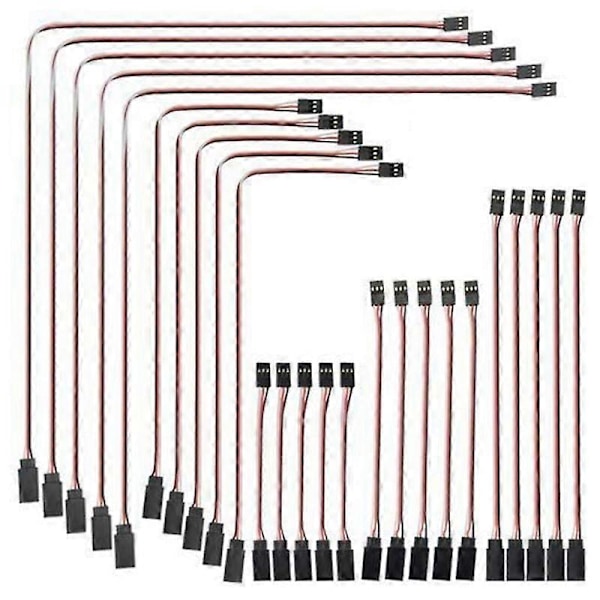 25 st JR Stil Servo Förlängningskabel, Servokablar, Hane till Hona JR Kontakt, RC Servo Förlängningssladd [HK] black   red   white