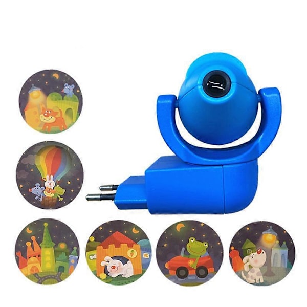 Stjerne Måne Dyr Projektor LED Projektor 6 Billedsensor EU Stik Natlampe Børn Baby[HK] Blue