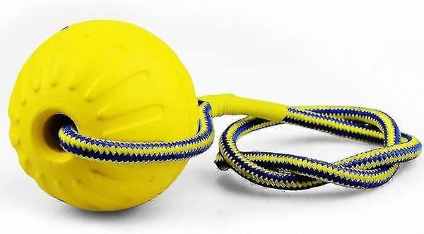 Gummibold med elastisk reb til hunde, gul hundelegetøjsbold til apport og leg