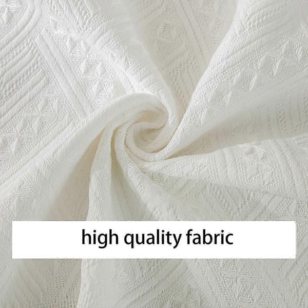 Bordsduk i bomull och linne med tofsar[HK] diamond white [long table] 90*120