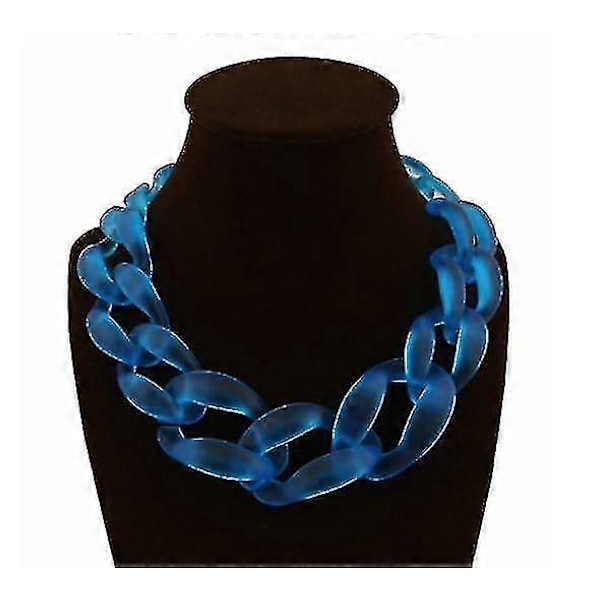 Vintage Resin Lackingone Akryl Krave Chunky Choker Statement Bib Kæde Halskæde Vedhæng blue