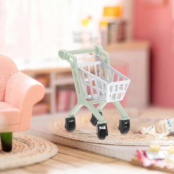 Lille indkøbsvogn legetøj mini trolley model til dekoration 2 stk pakke [HK]