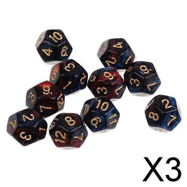 3-4 pak 10 stk. 12-sidede terninger D12 polyhedrale terninger til Dungeons and Dragons bordspil [HK] 3 Pcs