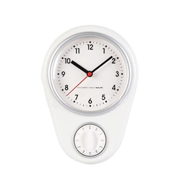 1 st Köksklocka Väggklocka Hushållstimer Modern Stil Utan Batteri För Hemmet (blå) -QH[HK] White 22.5x16cm