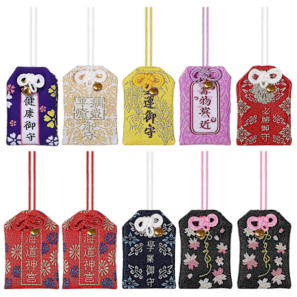 10 stk. Charm Holder Japanske Lykkebringere Omamori Charm Omamori Velsignelsespose [HK] 6.5X5CM Assorted Color