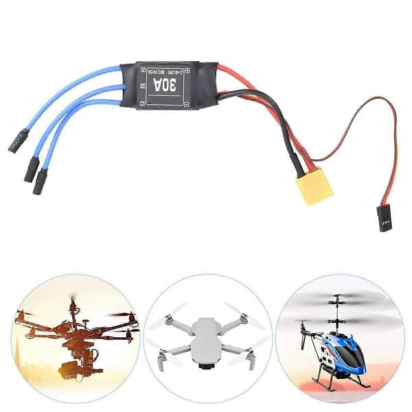 4 STK 2-4S 30A RC børsteløs ESC XT60 elektrisk hastighetskontroller 5V 2A for 2 til 4S Lipo-batteri Multic[HK] silver