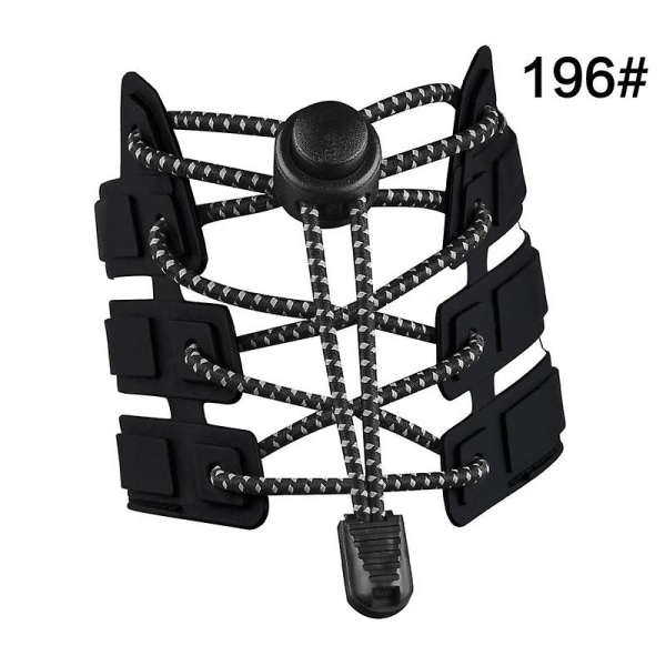 Elastiske snørebånd uden snøring, 48 tommer, 1 par strækbare latex-låsesko-snørebånd til børn og voksne sneakers [HK] Black