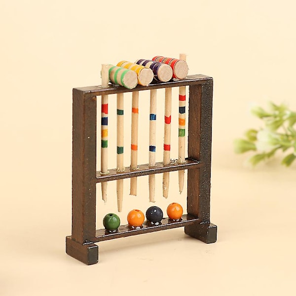 Nukkekodin miniatyyri puinen krokettipelisetti [HK]