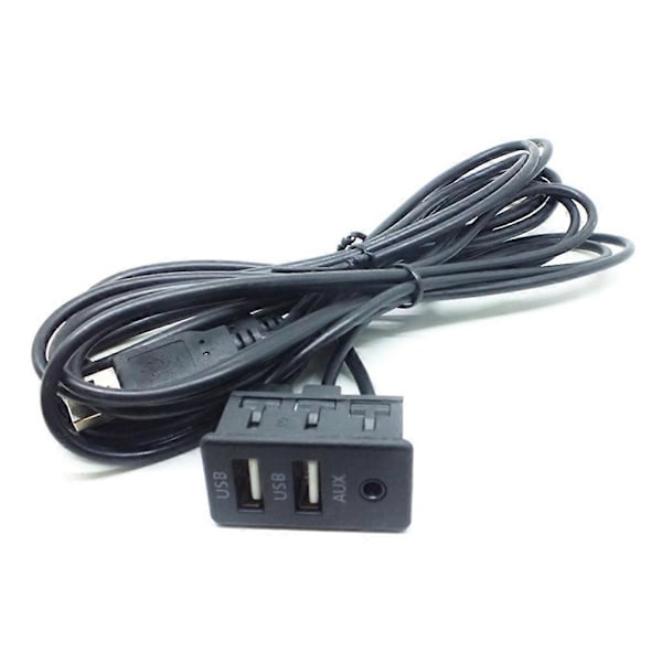 1.5M Bil Dash Flush Mount AUX USB Port Panel Auto Båt Dobbel USB Skjøteledning Adapter for Toyota[HK] Black