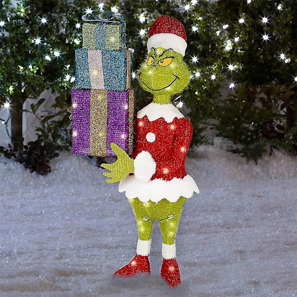 Julemanden Grinch Kommer Flade LED Lys Grøn Monster Jul Halloween Udendørs Havegård Dekoration[HK] B