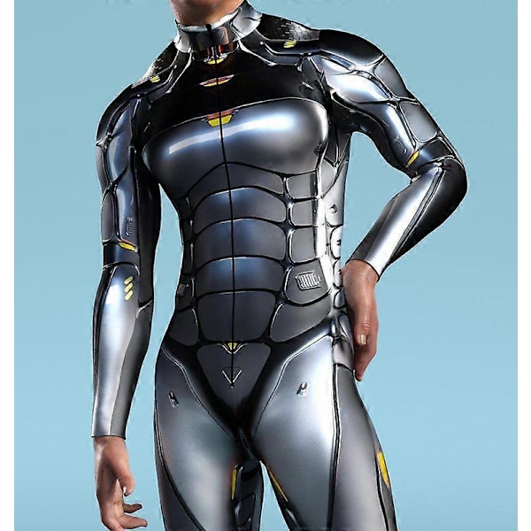Iron Robot Jumpsuit 3D-tryckt Bodysuit Halloween Karneval Party Kostym för Män[HK] 3XL