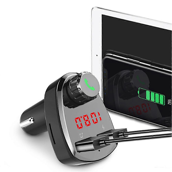 G13 Bærbar Bil MP3 Musikafspiller Bluetooth FM Transmitter Håndfri Opkald Auto Tilbehør Sort[HK]
