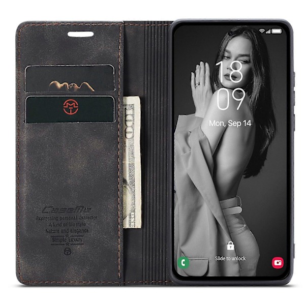 CASEME 013-serien för Samsung Galaxy A55 5G Fodral PU Läder Ställ Visning Business Telefonskal [HK] Style D Multicolor