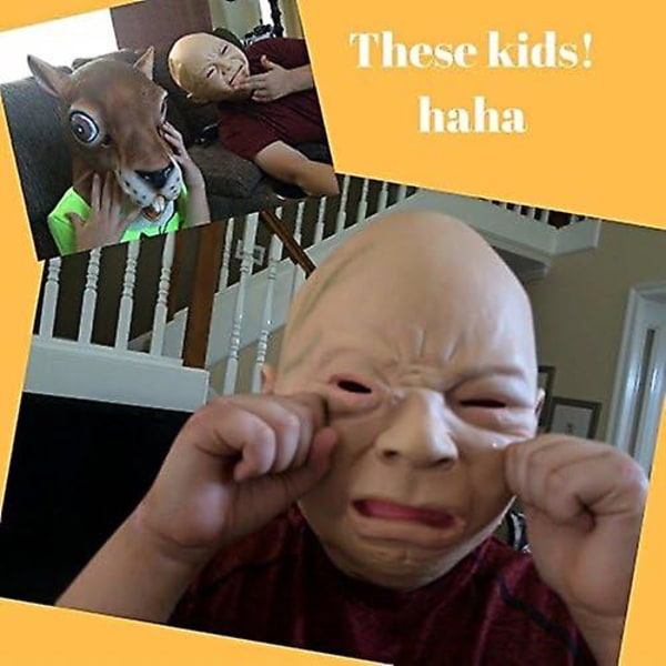 Halloween Kostumefest Baby Maske Fuld Hoved Til Voksne Latex Gråd Baby Maske[HK]