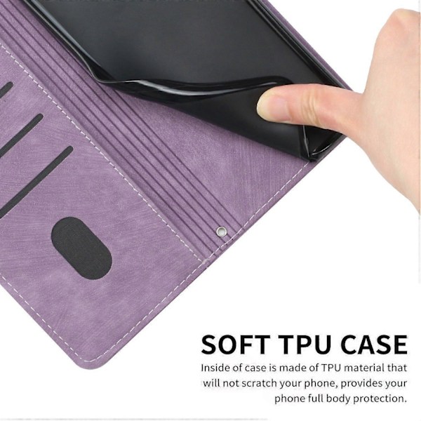 Til Samsung Galaxy M35 5G Etui Prægede Linjer Læder Telefon Cover Bogstil Foldbart Stativ[HK] Style B Multicolor