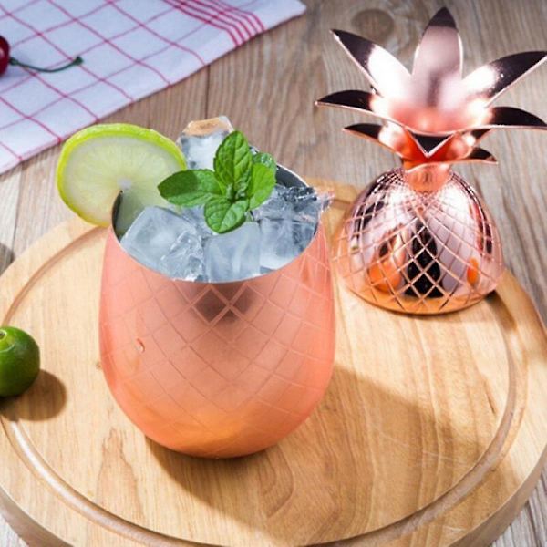 Smuk Comy Ananas Cocktail Kop 304 Rustfrit Stål Ananas Cocktail Krus Bar Fest Tilbehør Rose Guld[HK] Silver