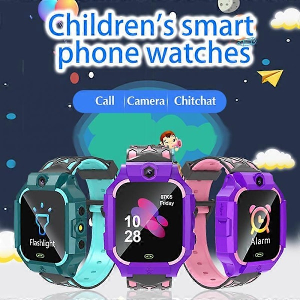 Børne 4G Smart Watch GPS WIFI Videoopkald SOS Vandtæt Børne Smart Watch Kamera Lokations Tracker Lokalisering Stemme Telefon Ur Purple