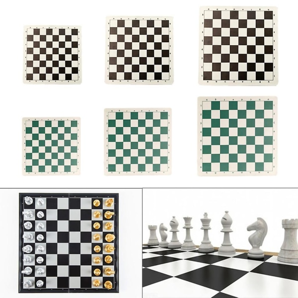 Läder schackbräde rullas upp turnering schackmatta halkfri mjuk schackbräde[HK] Black White Medium