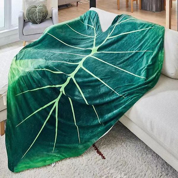 HKK Super blød kæmpe blad tæppe til seng sofa plante tæppe boligindretning kaster varmt sofa håndklæde