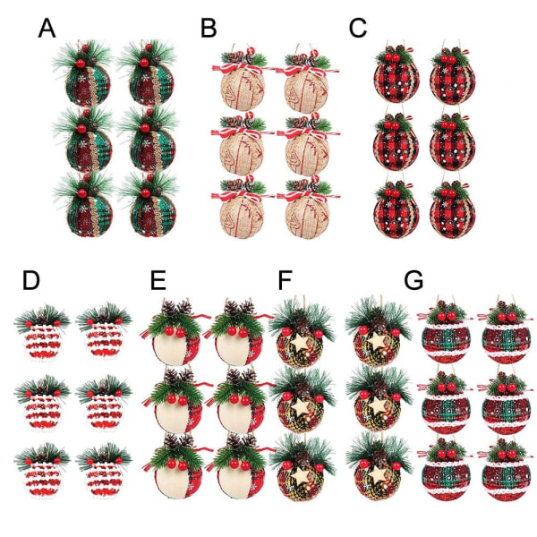 6 stk/ Sæt Juletræspynt Julehæng CC C