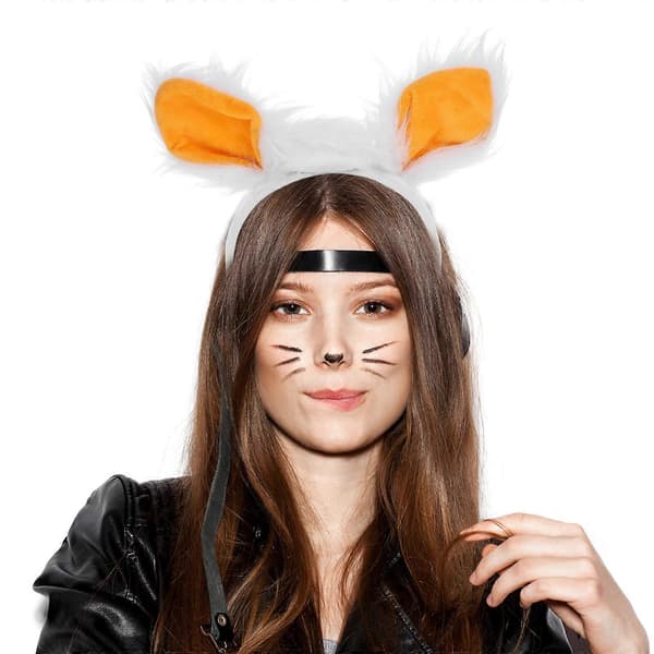Elastisk plysj sau øre pannebånd for dekorasjon hvit lam hodeplagg [HK]