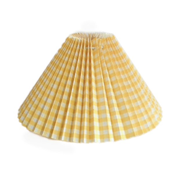 Plissert lampeskjerm E27 lysdeksel japansk stil stoff bordlampe takdekor -[HkkK] Yellow Check