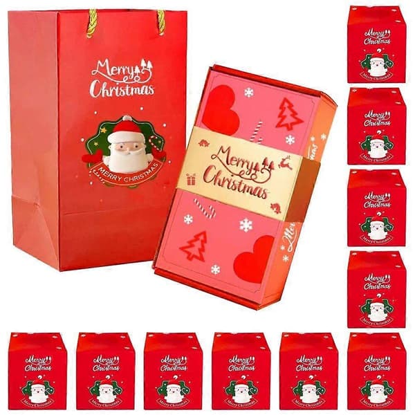 10/12/16/18PCS Vikbar Hoppande Presentförpackning DIY God Jul Rött Kuvert Presentförpackning Födelsedagsförslagsbox Kreativ Exploderande Box[HK] A