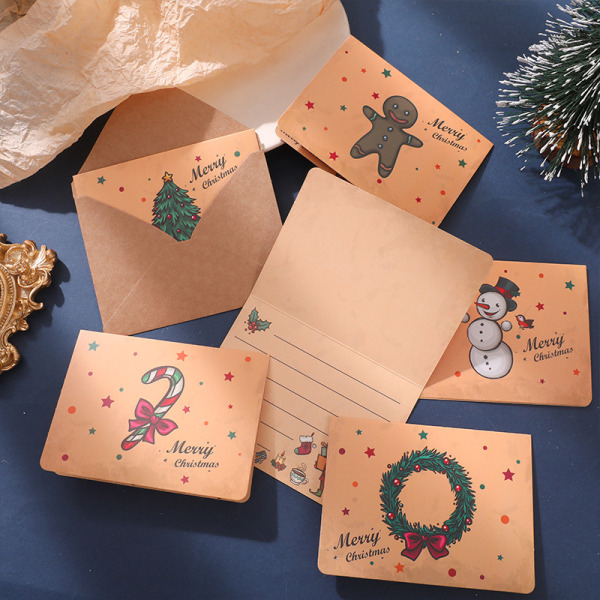 18 julhälsningkort retro kreativa kortkuvert sett ønsker halva kort