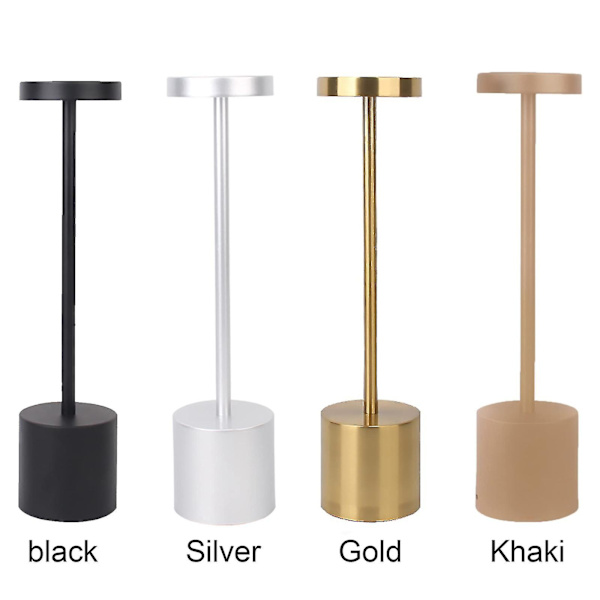 Sladdlös bordslampa, LED-metall USB-laddningsbar skrivbordslampa matsallampa för restaurang/sovrum/sovsal -bp[hk] Silver