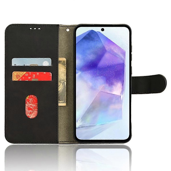 Læder Flip Cover til Samsung Galaxy A35 5G med Wallet Stand [HK] Black