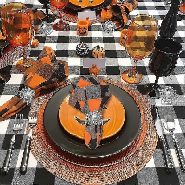 Halloween servettringar set om Acsergery 8 silver pärla servettringar diamant spindel servett present [HK]