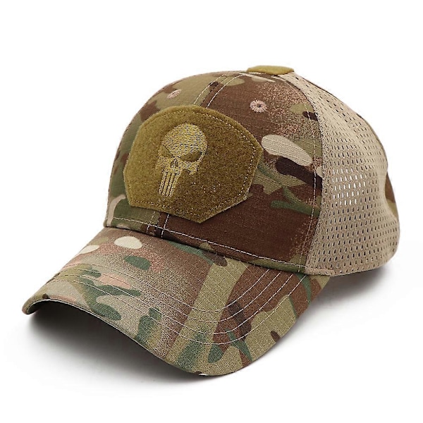 Camo Punisher Baseball Kasket Fiske Kasketter Mænd Udendørs Camouflage Jungle Hat Airsoft Taktisk Vandring Casquette Hatte[HK] One Size Fits Most ArmyGreen