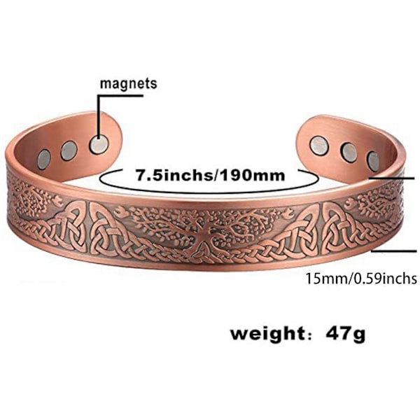 Sterke Magneter Armbånd Livets Tre Justerbart Armring for Effektiv Leddsmerte[HK] Ancient silver