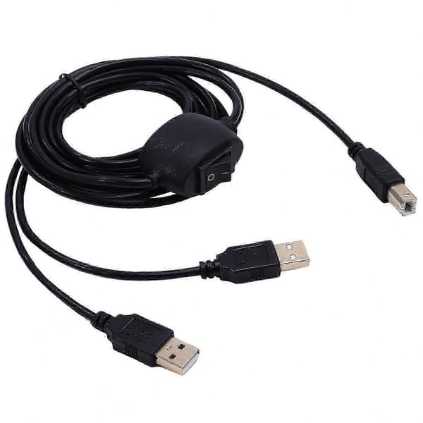 USB A till B hane skrivarkabel med 2-i-1 splitter för dubbla datorer[HK] Black A