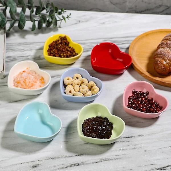 Keramiska Dippskålar Set om 7, Små Tillbehörsskålar för Tomatsås, Sushi Soja, Såsskål, BBQ (set om 7)[HK] style309