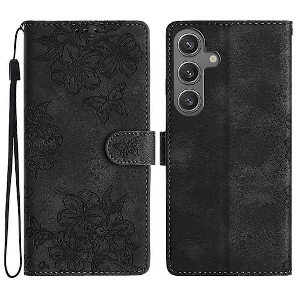 Til Samsung Galaxy S24 Mobiltelefon Cover Præget PU Læder Wallet Stand Anti-Drop Cover[HK] Style A Multicolor