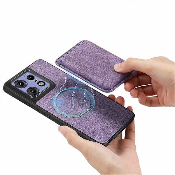 Motorola Edge 50 Pro 5G -puhelimen suojakuori nahka+TPU retro-tyylinen irrotettavalla korttipaikalla - Vihreä[HK] Purple Multicolor