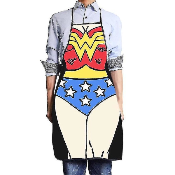 HK  Vuxna Nyhetstryck Kockförkläde Fest Middag Bbq Kökslapps Klänningar wonder woman