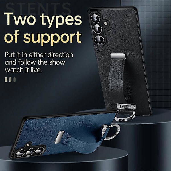 SULADA Fashion Series deksel til Samsung Galaxy S25 med håndleddsbånd, støtte og bakside i lær [HK] Style F Multicolor