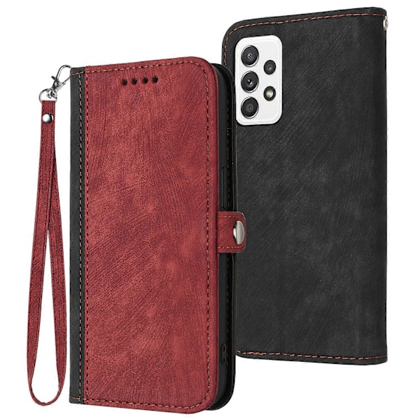 Fodral för Samsung Galaxy A53 5G Premium Mjukt PU Läder Flip Folio Plånbok Ställ Skydd Kompatibelt med Samsung Galaxy A53 5G Skal[HK] Red