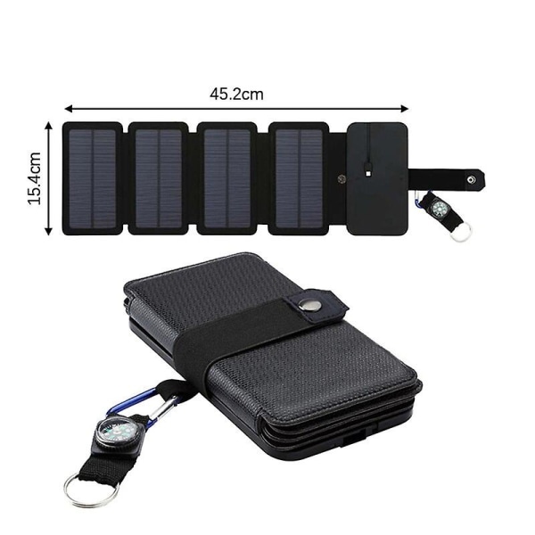 Taitettava ulkokäyttöön tarkoitettu kannettava aurinkolaturi puhelimeen akun retkeilyyn telttailu USB 5v hätäkannettava power 1[HhhK]