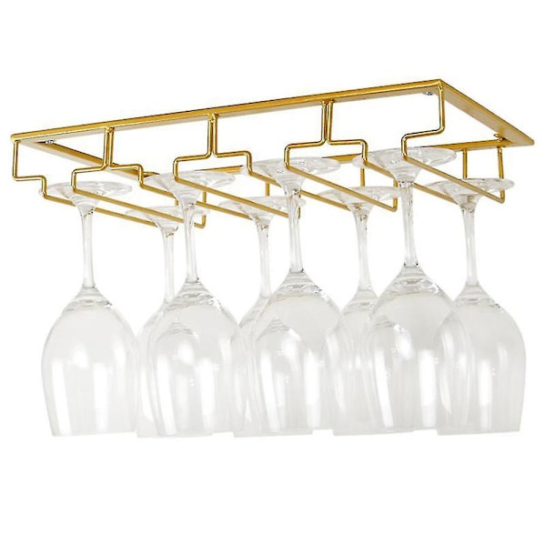 Vinglassholder under skapet, vinglassholder, vinglassoppheng, trådstativ for glass [HK] 4 Row