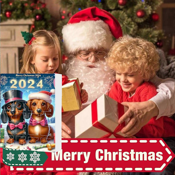 Ny 2024 Juleferie Adventskalender Adventskalender Samleobjekt Sjov Hund Sæt   farve