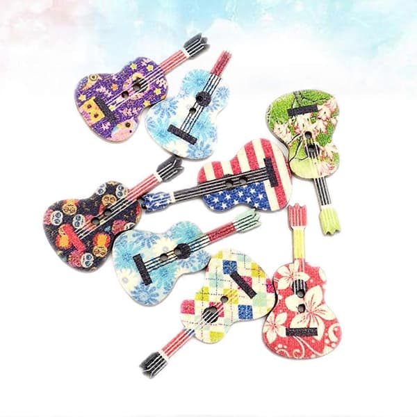 Träknappar Sytillbehör med Gitarr-mönster för Sömnad 2-pack[HK]