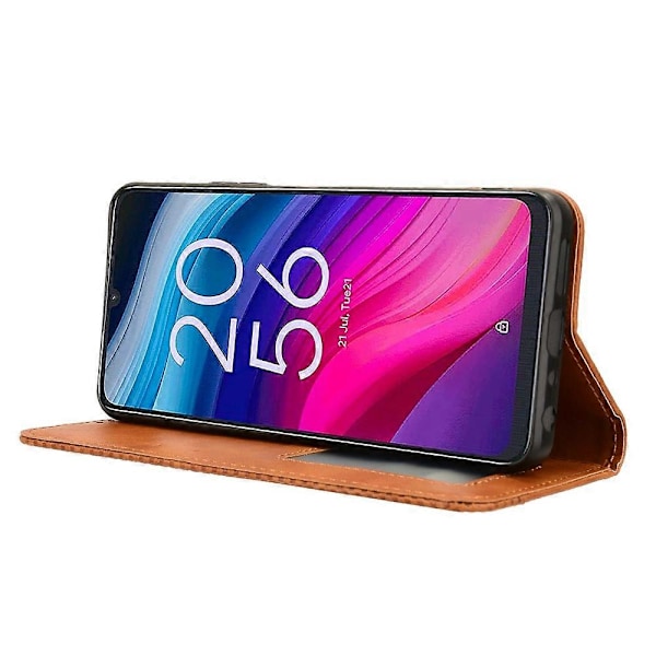För TCL 505 T509K T5094 Fodral Retro Läder Magnetisk Stängning Flip Telefonfodral [HK] Style A Multicolor