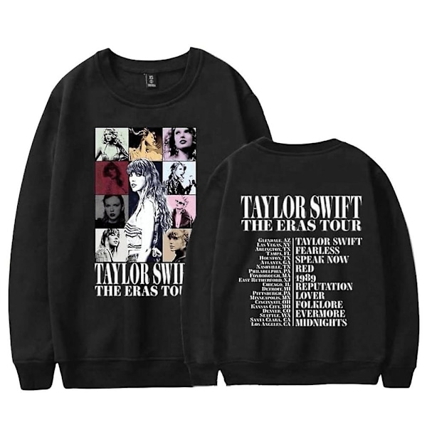 Taylor Swift The Eras Tour Genser Lang Arm Crew Neck Casual Jumper Pullover Topper Fans Gaver Til Menn Kvinner Venner[HK] Black M