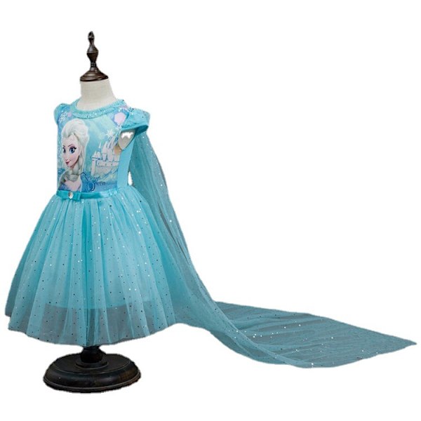 Lasten tyttöjen Frozen Elsa Anna prinsessa lyhythihainen tylli tylli mekko cosplay-asu pukeutuminen [HK] Pink 4-5 Years