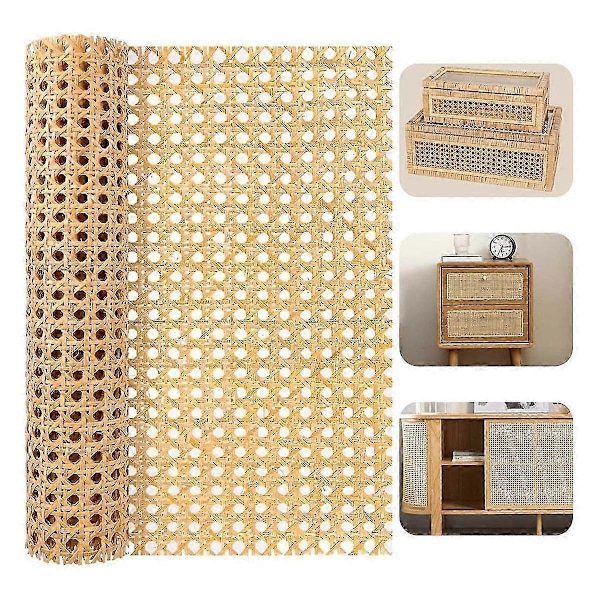 16-tommer bredt naturligt rattanflet 40-tommer langt (3,3 fod) rattanflet ruller til møbler, stole, skabe, lofter [HK] Wood Color